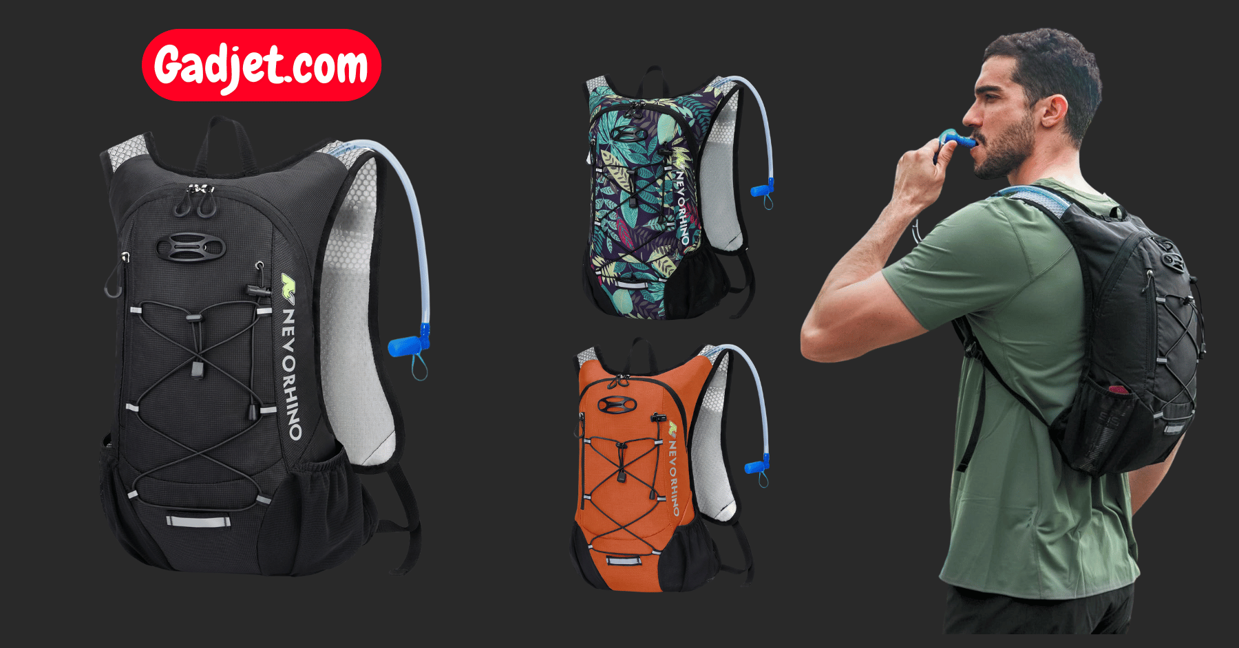 Lightweight hydration backpack with 2L bladder for hands-free drinking on long rides