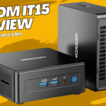 GEEKOM IT15 Mini PC front view showing ports and compact chassis - Gadjety