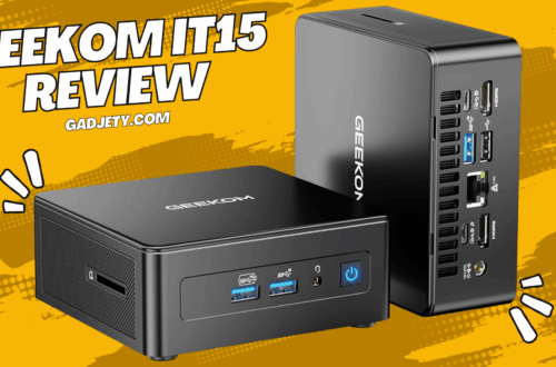 GEEKOM IT15 Mini PC front view showing ports and compact chassis - Gadjety