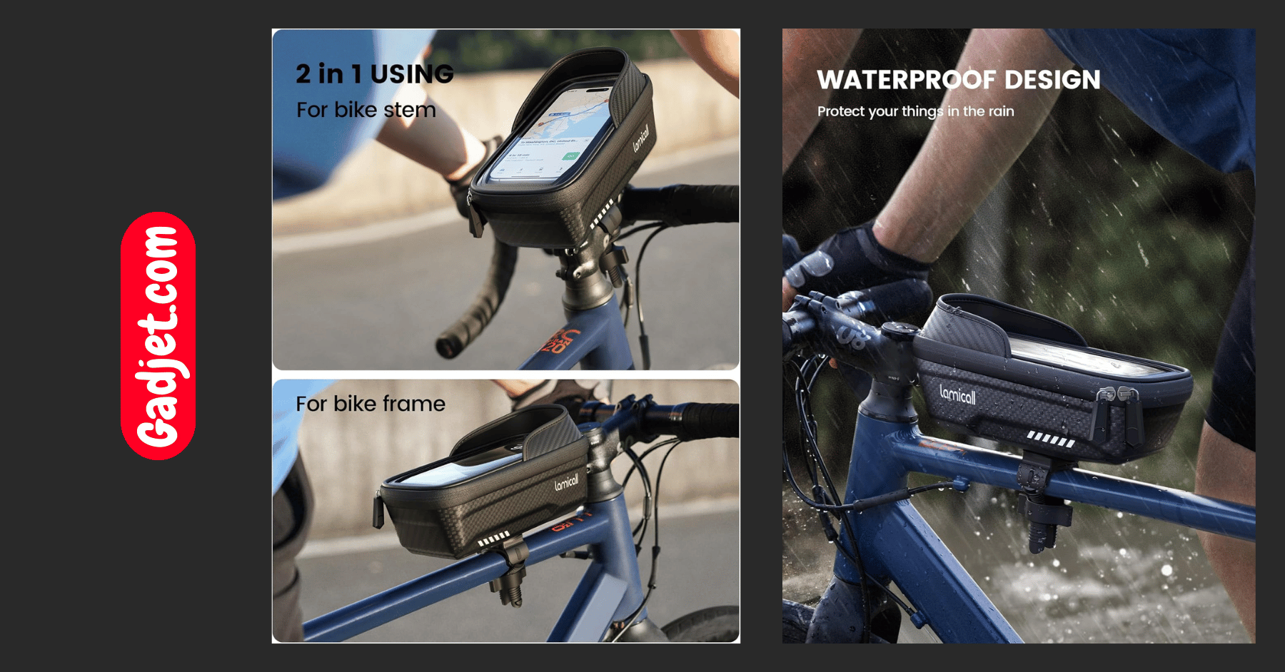 Lamicall 2-in-1 waterproof frame bag with touch-sensitive phone holder for navigation