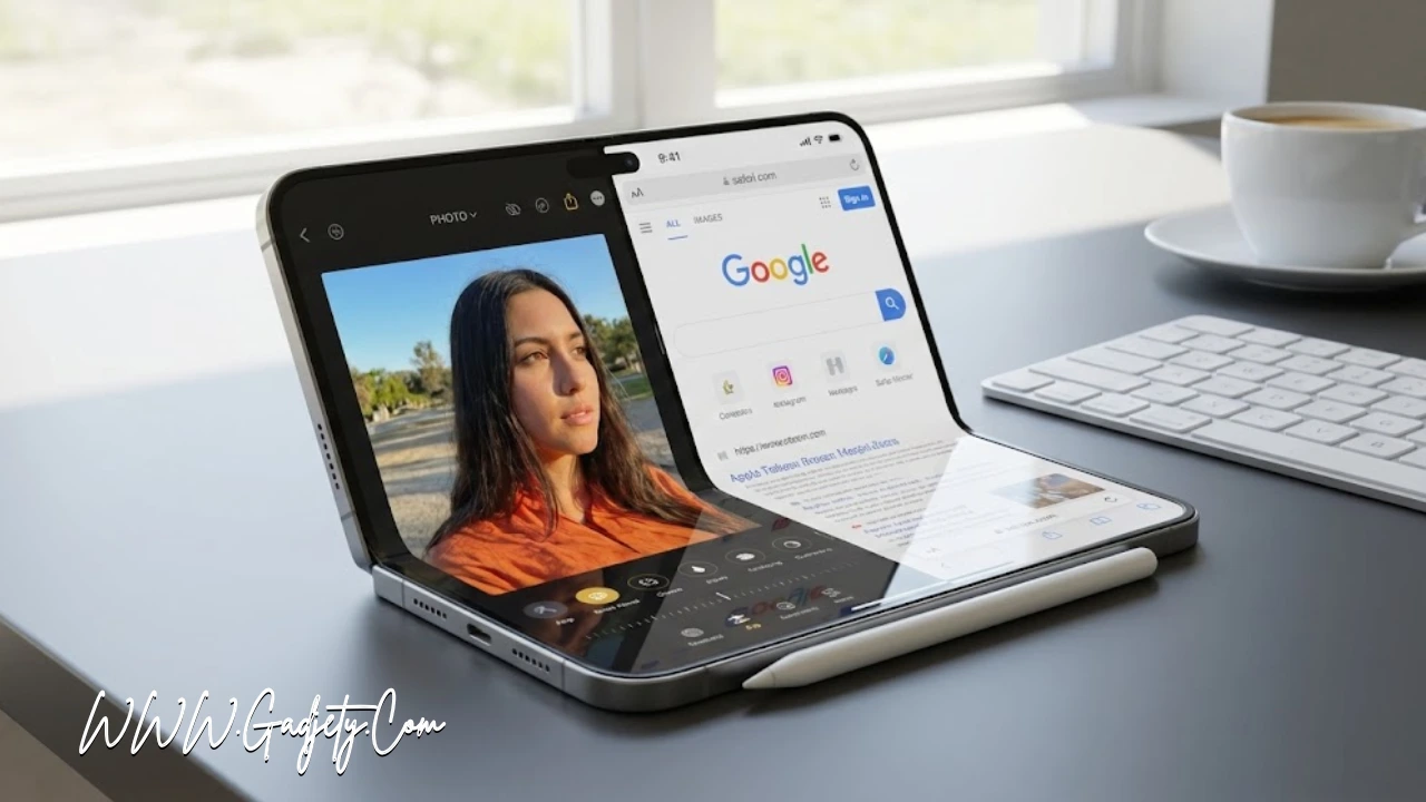 foldable Apple iPhone on the table with split view - Gadjety